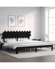 Cadre de lit sans matelas noir 200x200 cm bois massif de pin | Mobilier & Déco
