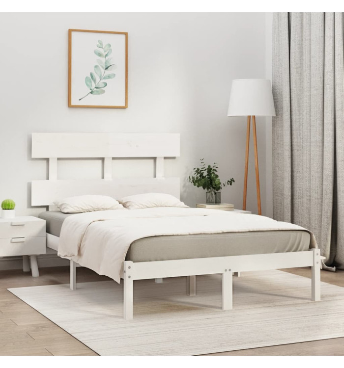 Cadre de lit sans matelas blanc 120x200 cm bois massif | Mobilier & Déco