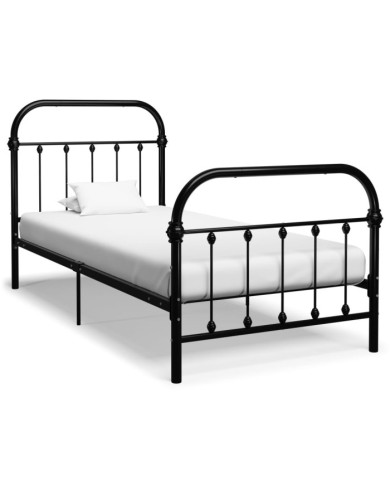 Cadre de lit sans matelas noir métal 100x200 cm | Mobilier & Déco