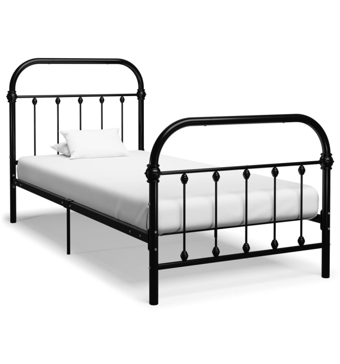Cadre de lit sans matelas noir métal 100x200 cm | Mobilier & Déco