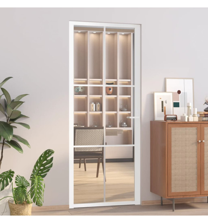 Porte intérieure 83x201,5 cm Blanc Verre ESG et aluminium | Mobilier & Déco