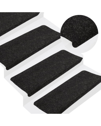 Tapis d'escalier auto-adhésifs 15 pcs 65x24,5x3,5 cm Anthracite | Mobilier & Déco