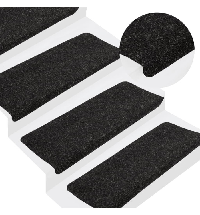 Tapis d'escalier auto-adhésifs 15 pcs 65x24,5x3,5 cm Anthracite | Mobilier & Déco