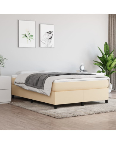 Sommier à lattes de lit avec matelas Crème 140x200 cm Tissu | Mobilier & Déco