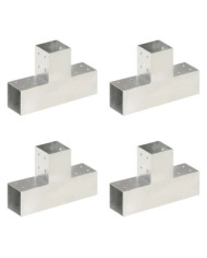 Connecteurs de poteau 4 pcs Forme en T Métal galvanisé 81x81 mm | Mobilier & Déco