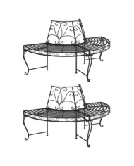 Banc demi-circulaire tour d'arbre lot de 2 Ø160 cm Noir Acier | Mobilier & Déco