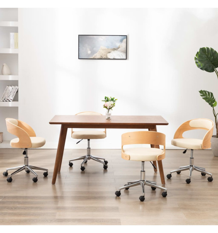 Chaises pivotantes à manger lot de 4 bois courbé et similicuir | Mobilier & Déco