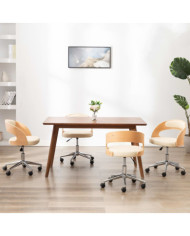 Chaises pivotantes à manger lot de 4 bois courbé et similicuir | Mobilier & Déco