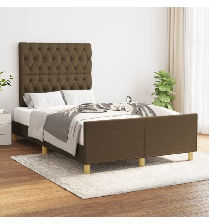Cadre de lit sans matelas marron foncé 120x200 cm tissu | Mobilier & Déco