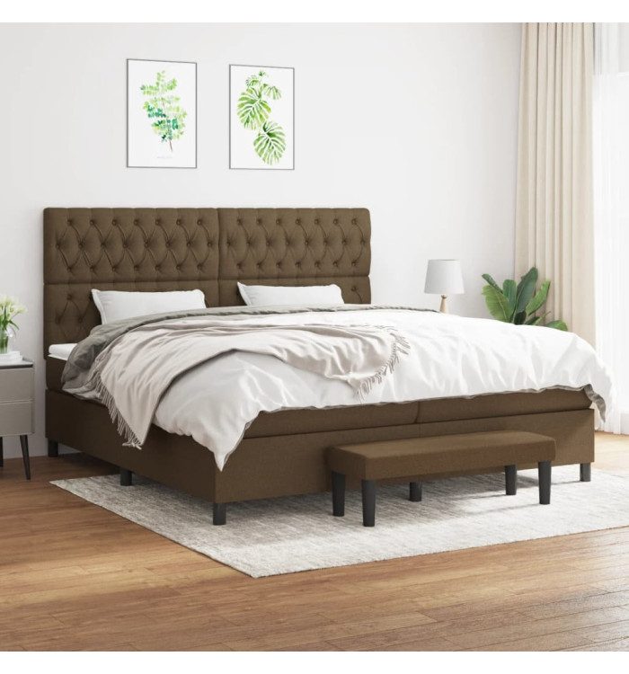 Sommier à lattes de lit avec matelas Marron foncé 200x200 cm | Mobilier & Déco