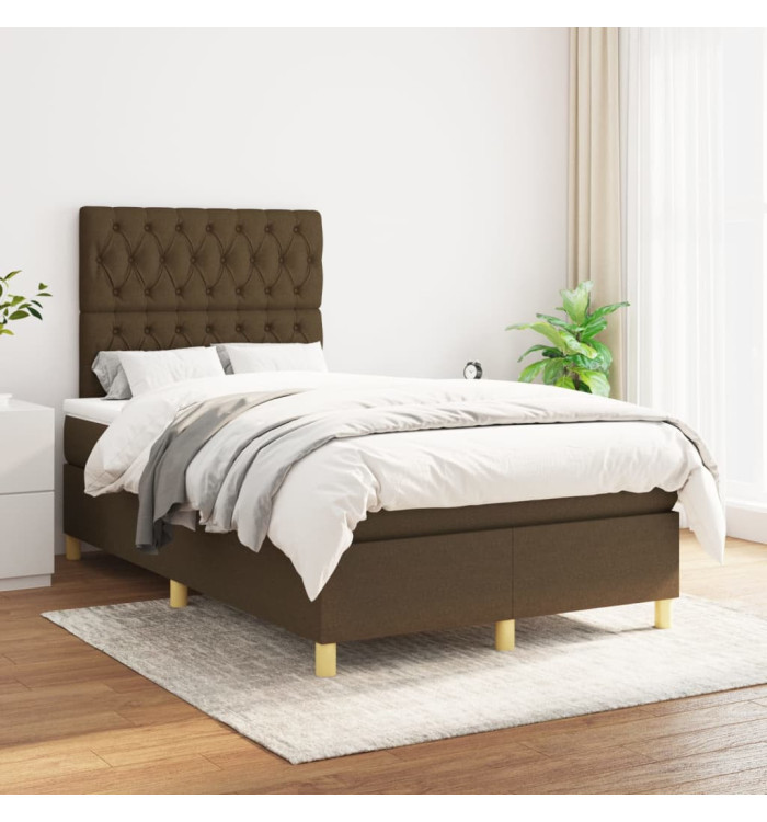 Sommier à lattes de lit avec matelas Marron foncé 120x200 cm | Mobilier & Déco