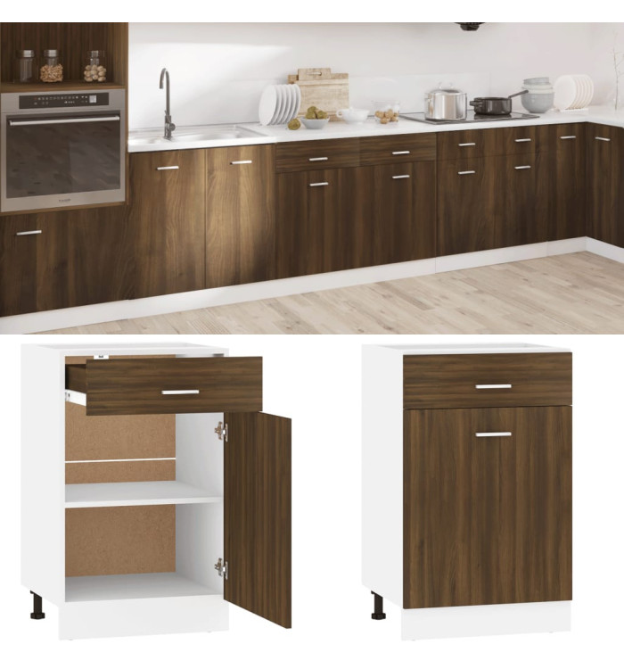 Armoire de plancher à tiroir "Lyon" Chêne marron 50x46x81,5 cm | Mobilier & Déco