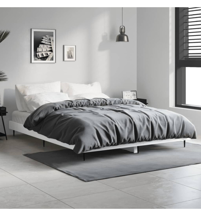 Cadre de lit sans matelas blanc 140x190 cm bois d'ingénierie | Mobilier & Déco