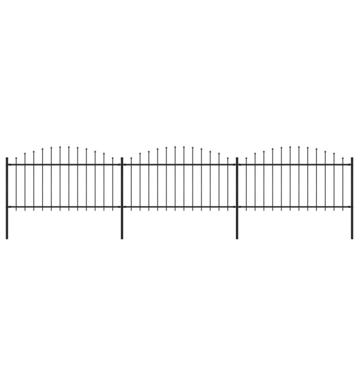 Clôture de jardin à dessus en lance Acier (1,25-1,5)x5,1 m Noir | Mobilier & Déco