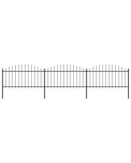 Clôture de jardin à dessus en lance Acier (1,25-1,5)x5,1 m Noir | Mobilier & Déco