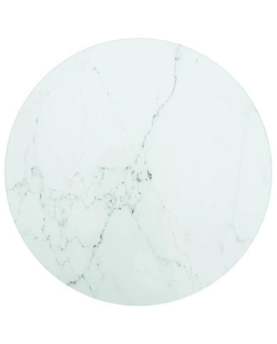 Dessus de table blanc Ø30x0,8cm verre trempé avec design marbre | Mobilier & Déco