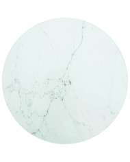 Dessus de table blanc Ø30x0,8cm verre trempé avec design marbre | Mobilier & Déco