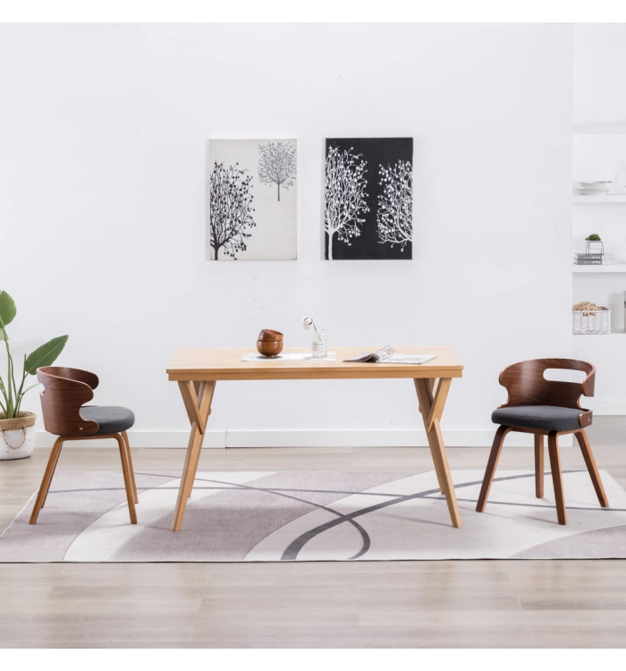 Chaises à manger lot de 2 gris foncé bois courbé et tissu | Mobilier & Déco