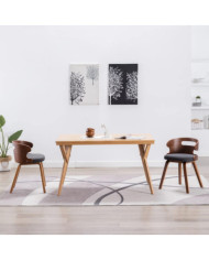 Chaises à manger lot de 2 gris foncé bois courbé et tissu | Mobilier & Déco