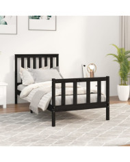 Cadre de lit sans matelas noir 90x200 cm bois de pin massif | Mobilier & Déco