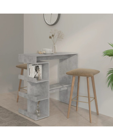 Table de bar étagère de rangement Gris béton Bois d'ingénierie | Mobilier & Déco