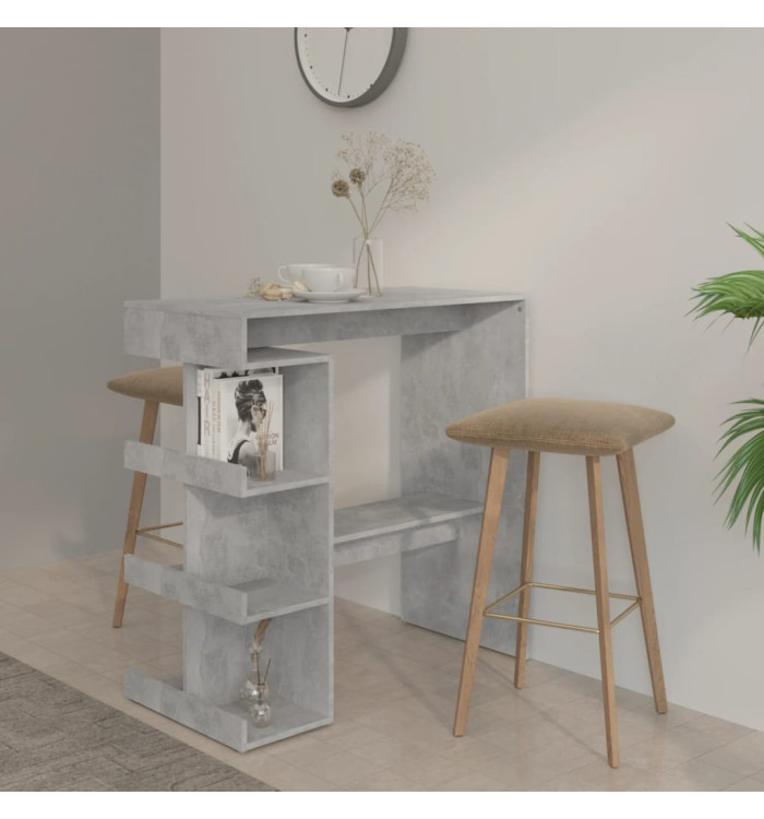 Table de bar étagère de rangement Gris béton Bois d'ingénierie | Mobilier & Déco