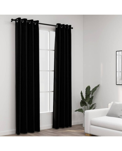 Rideaux occultants Aspect lin avec œillets 2 pcs Noir 140x245cm | Mobilier & Déco