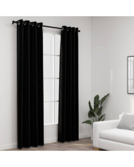 Rideaux occultants Aspect lin avec œillets 2 pcs Noir 140x245cm | Mobilier & Déco