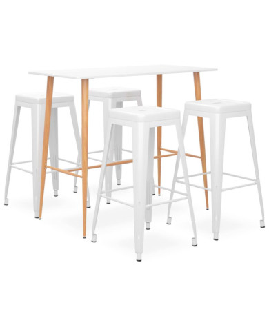 Ensemble de bar 5 pcs Blanc | Mobilier & Déco