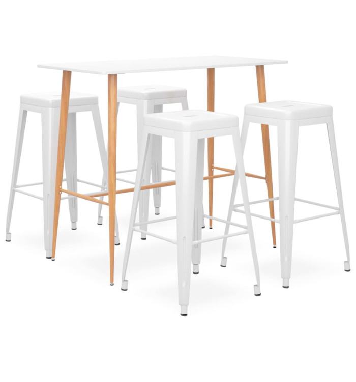 Ensemble de bar 5 pcs Blanc | Mobilier & Déco