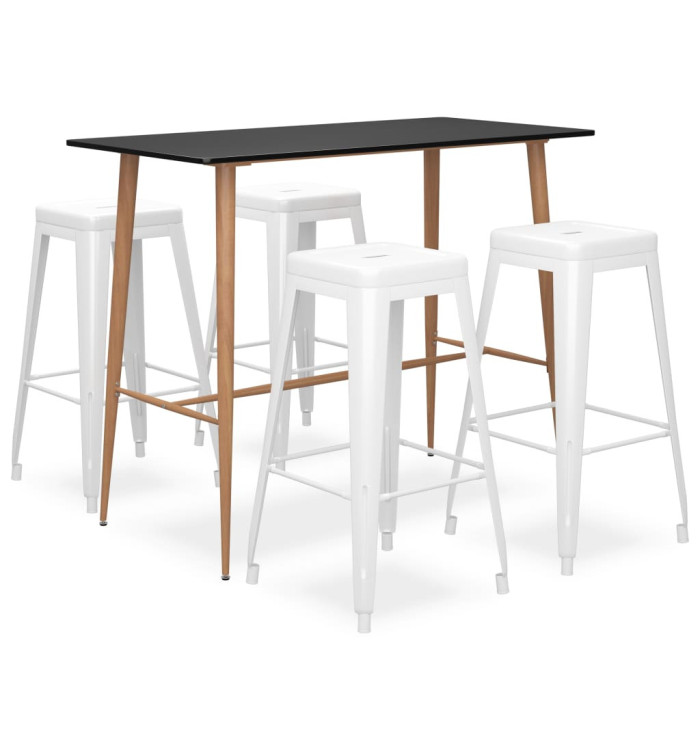 Ensemble de bar 5 pcs Noir et blanc | Mobilier & Déco