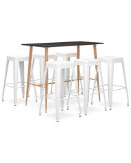 Ensemble de bar 7 pcs Noir et blanc | Mobilier & Déco