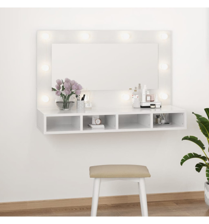 Armoire à miroir avec LED Blanc brillant 90x31,5x62 cm | Mobilier & Déco