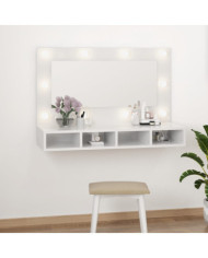 Armoire à miroir avec LED Blanc brillant 90x31,5x62 cm | Mobilier & Déco