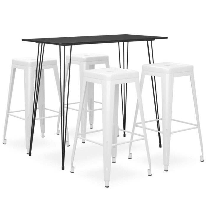 Ensemble de bar 5 pcs Noir et blanc | Mobilier & Déco