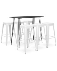Ensemble de bar 7 pcs Noir et blanc | Mobilier & Déco