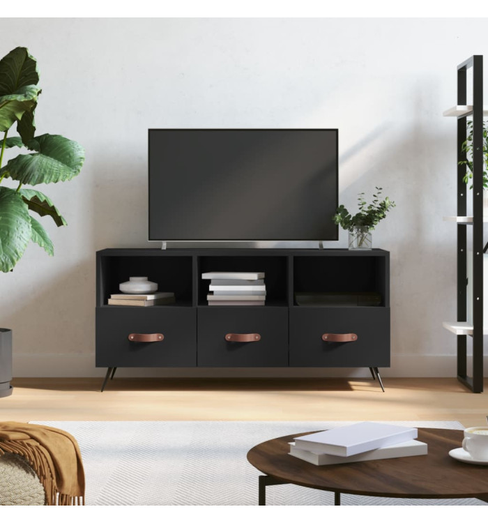 Meuble TV noir 102x36x50 cm bois d'ingénierie | Mobilier & Déco