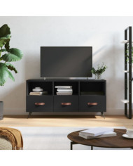 Meuble TV noir 102x36x50 cm bois d'ingénierie | Mobilier & Déco