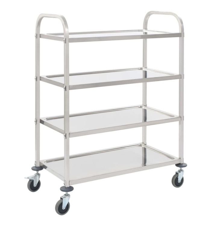 Chariot de cuisine à 4 niveaux 107x55x125 cm Acier inoxydable | Mobilier & Déco