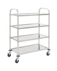 Chariot de cuisine à 4 niveaux 107x55x125 cm Acier inoxydable | Mobilier & Déco