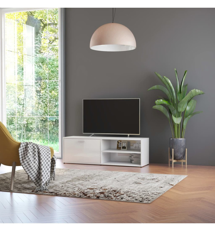 Meuble TV Blanc brillant 120x34x37 cm Bois d’ingénierie | Mobilier & Déco
