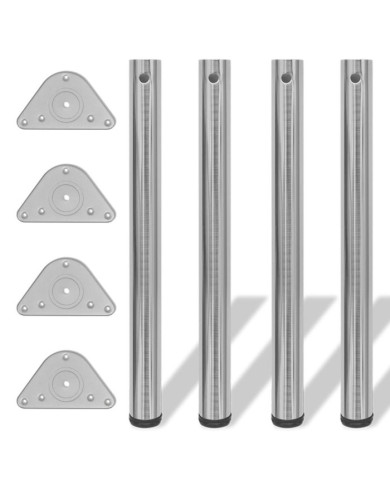 4 pieds de table réglables en hauteur 710 mm Nickel brossé | Mobilier & Déco