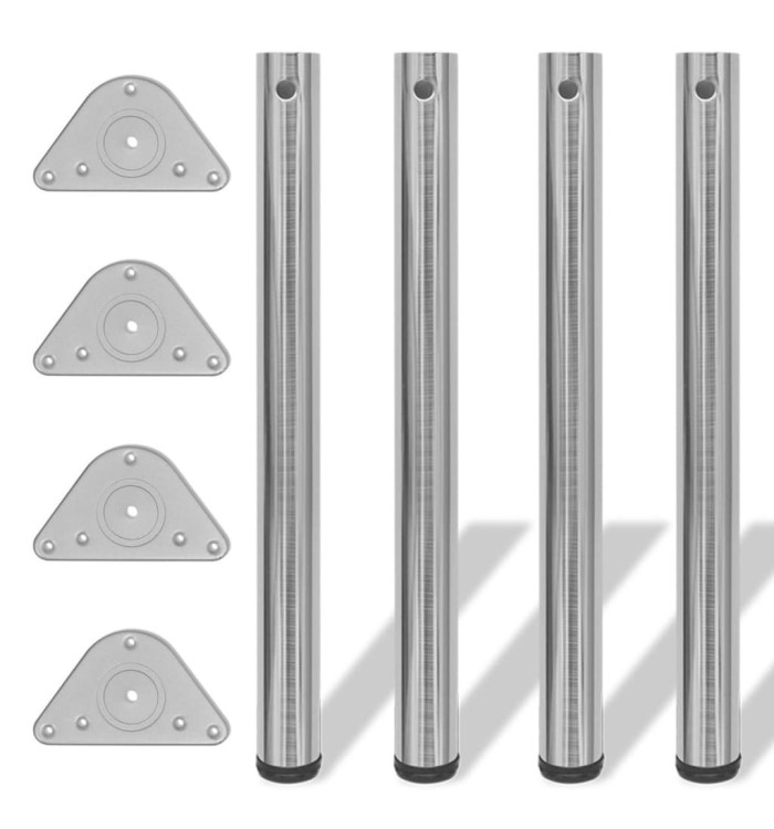 4 pieds de table réglables en hauteur 710 mm Nickel brossé | Mobilier & Déco