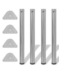 4 pieds de table réglables en hauteur 710 mm Nickel brossé | Mobilier & Déco