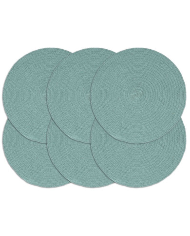 Napperons 6 pcs Vert Plain 38 cm Rond Coton | Mobilier & Déco