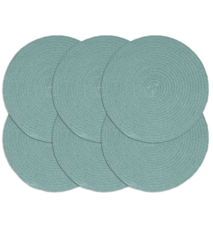 Napperons 6 pcs Vert Plain 38 cm Rond Coton | Mobilier & Déco