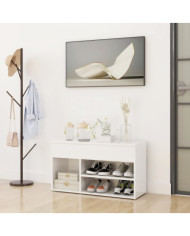 Banc à chaussures Blanc brillant 80x30x45 cm Bois d'ingénierie | Mobilier & Déco