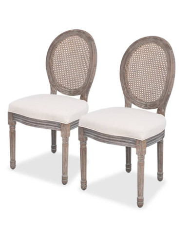 Chaises à manger lot de 2 crème tissu | Mobilier & Déco