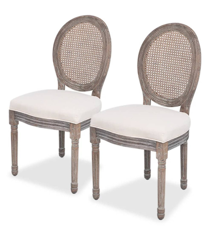Chaises à manger lot de 2 crème tissu | Mobilier & Déco