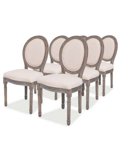 Chaises à manger lot de 6 crème tissu | Mobilier & Déco